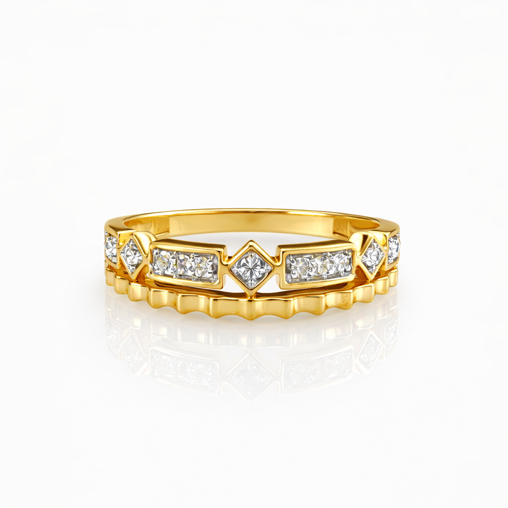 9ct Yellow Gold Diamond Band Ring 0.08ct Natural Diamonds - AJR28747 Gold Rings 