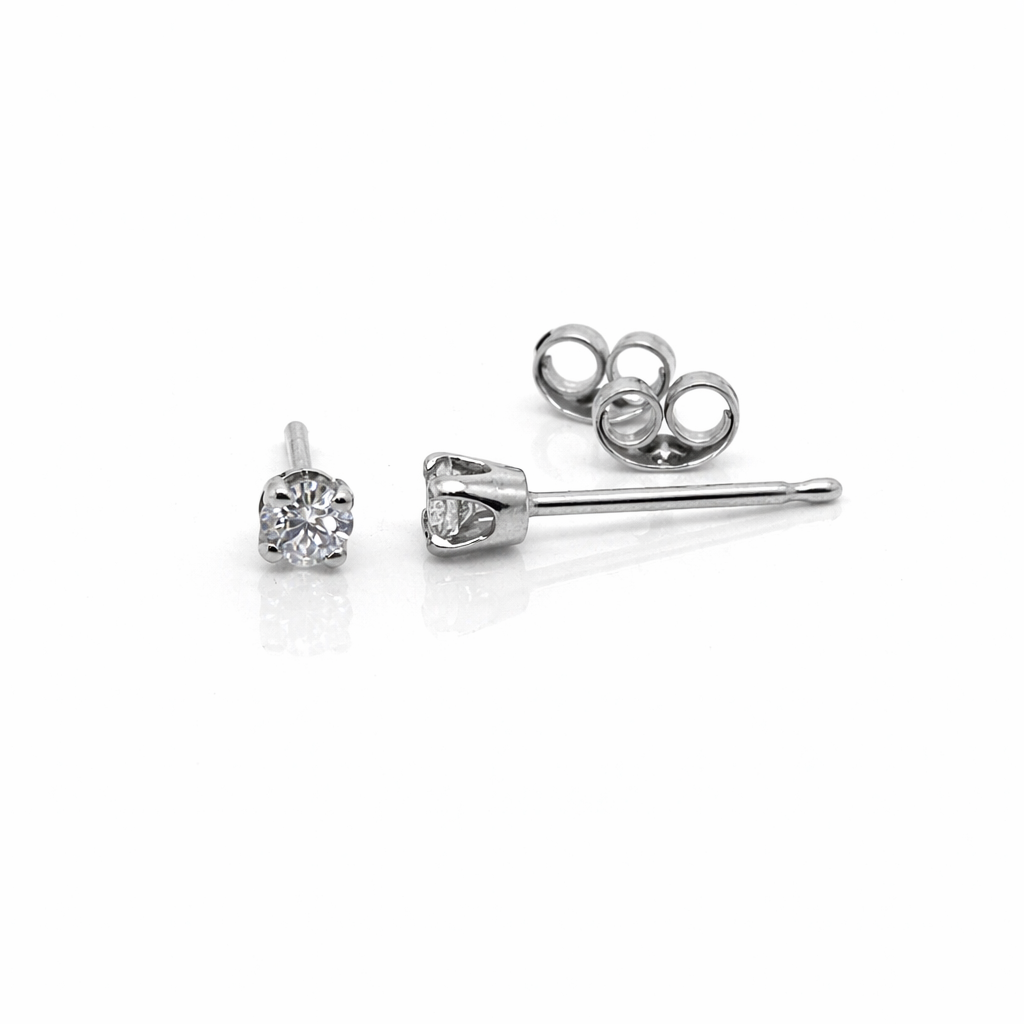 9ct White Gold Lab Grown Diamond Stud Earrings 0.10ct Total, D–F Colour VS Clarity, 4 Claw Setting - 9WDS10 21st Keys 9ct White Gold Lab Grown Diamond Stud Earrings 0.10ct Total, D–F Colour VS Clarity, 4 Claw Setting - 9WDS10 21st Keys