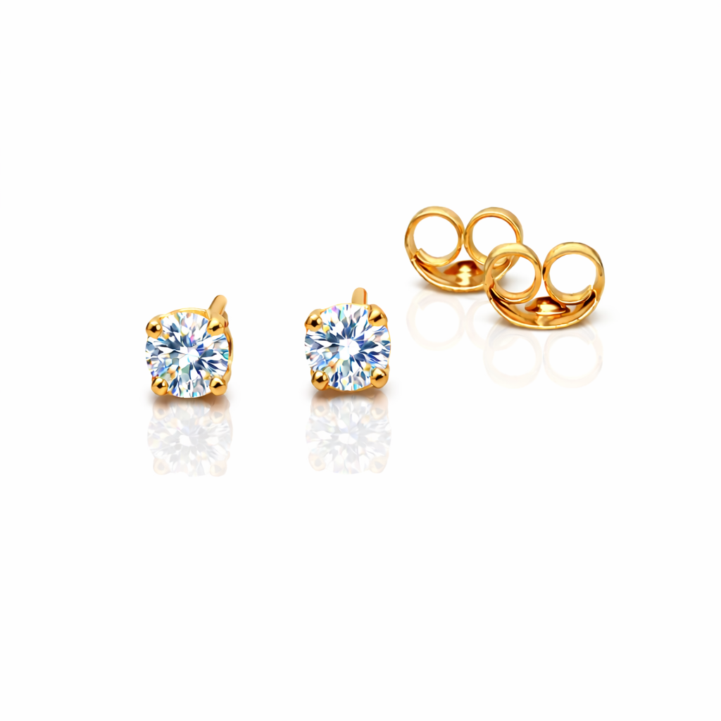 9ct Yellow Gold 0.20ct Lab Grown Diamond Stud Earrings, D-F VS, 4 Claw Setting - 9YDS20 21st Keys 