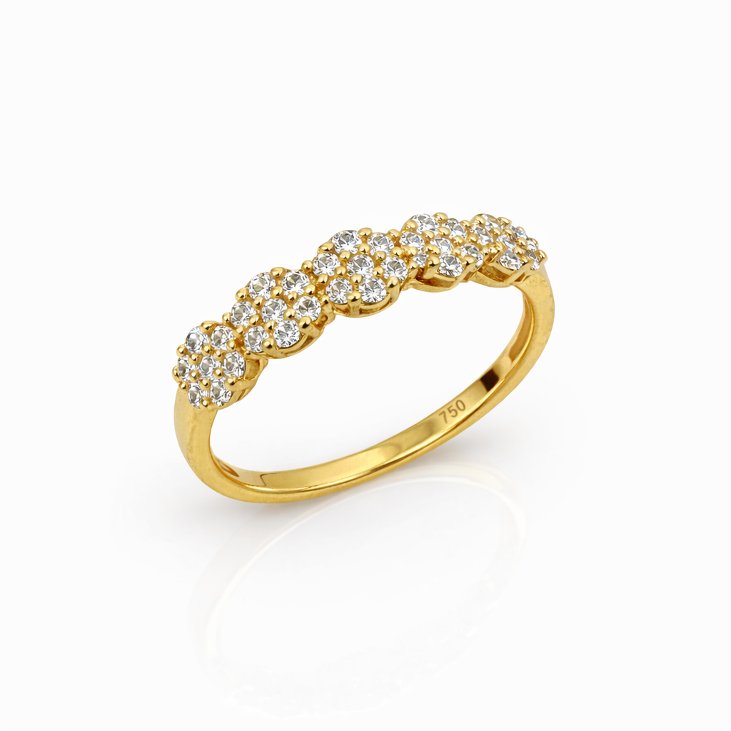 18ct Yellow Gold Natural Diamond Cluster Ring 0.38ct TDW Five-Cluster Design - 18KR20940PL Gold Rings 