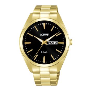 Lorus Gents Quartz Black Dial Gold Case & Band, 50m WR - RJ666AX-9 LORUS 