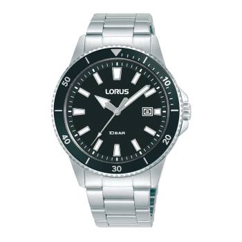 Lorus Gents Stainless Steel Watch – Black Dial, Date Display, 100m Water Resistant (RH999RX9) LORUS 