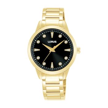 Lorus Ladies Dress Quartz Watch  Gold Tone, Black Dial, 50M WR - RG270YX-9 LORUS 