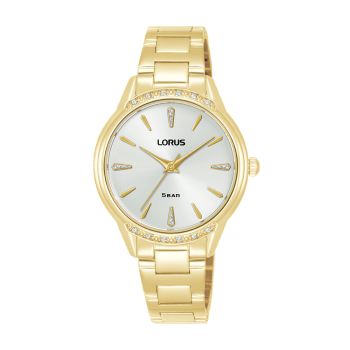 Lorus Ladies Quartz Gold Tone Dress Watch, Silver Dial, 50M WR - RG258YX-9 LORUS 