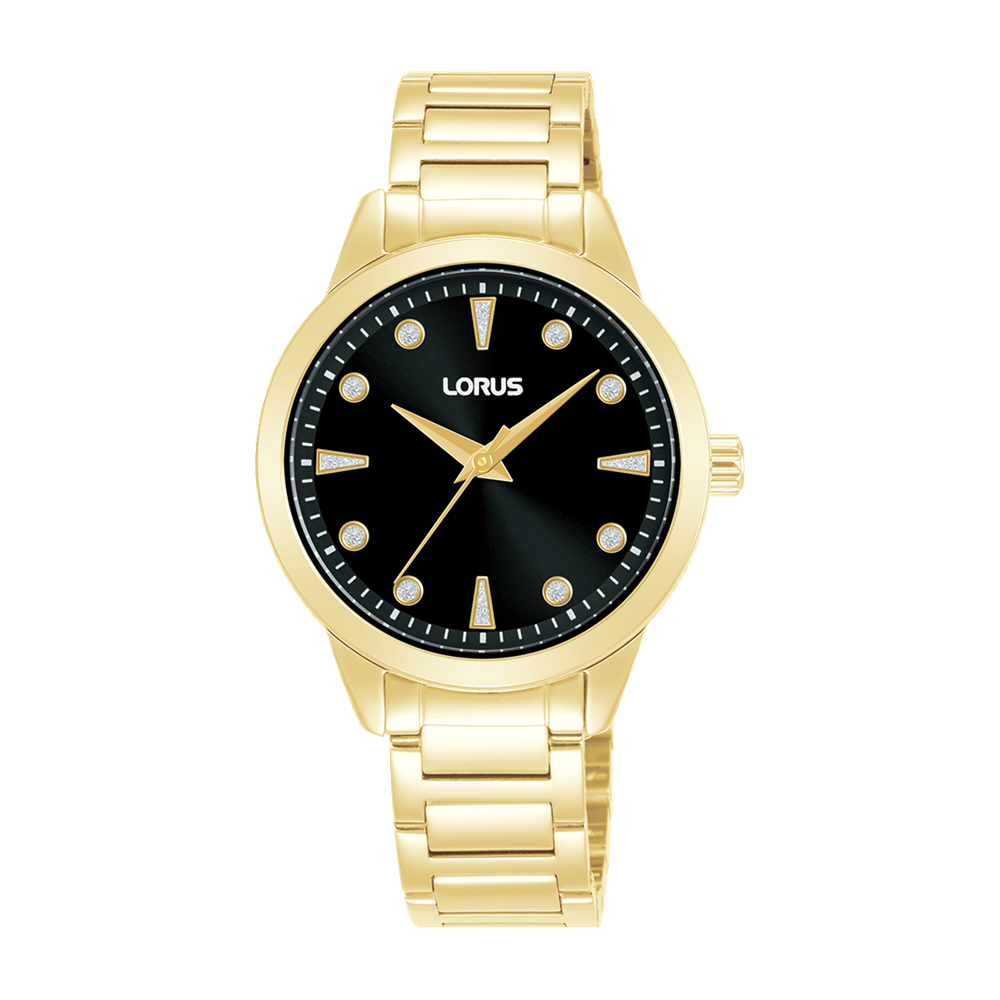 Lorus Ladies Dress Quartz Watch  Gold Tone, Black Dial, 50M WR - RG270YX-9 LORUS 