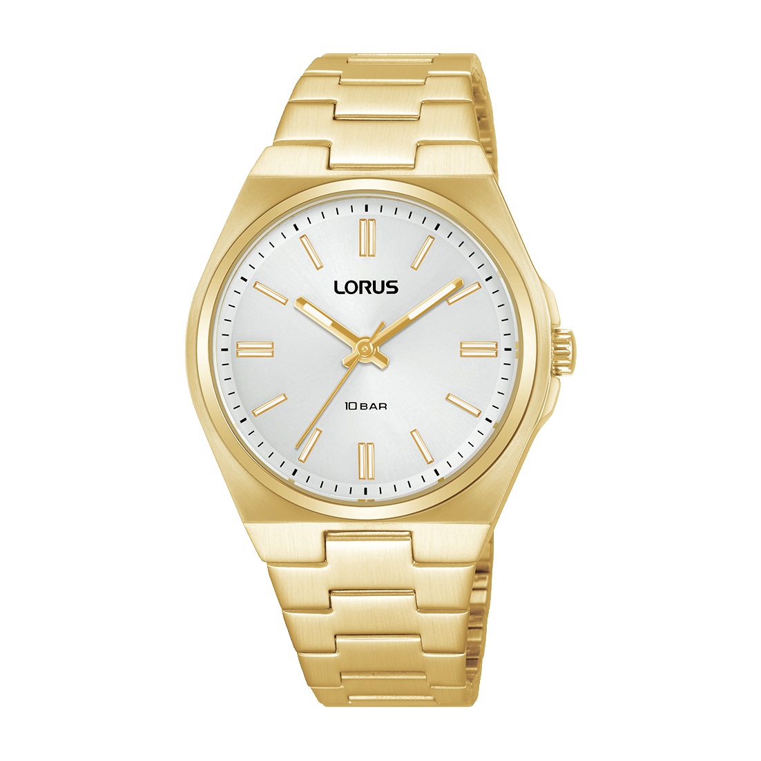 Lorus Ladies Gold Tone Watch, Silver Dial, Quartz Movement, 100m Water Resistant - RG312XX9 LORUS 