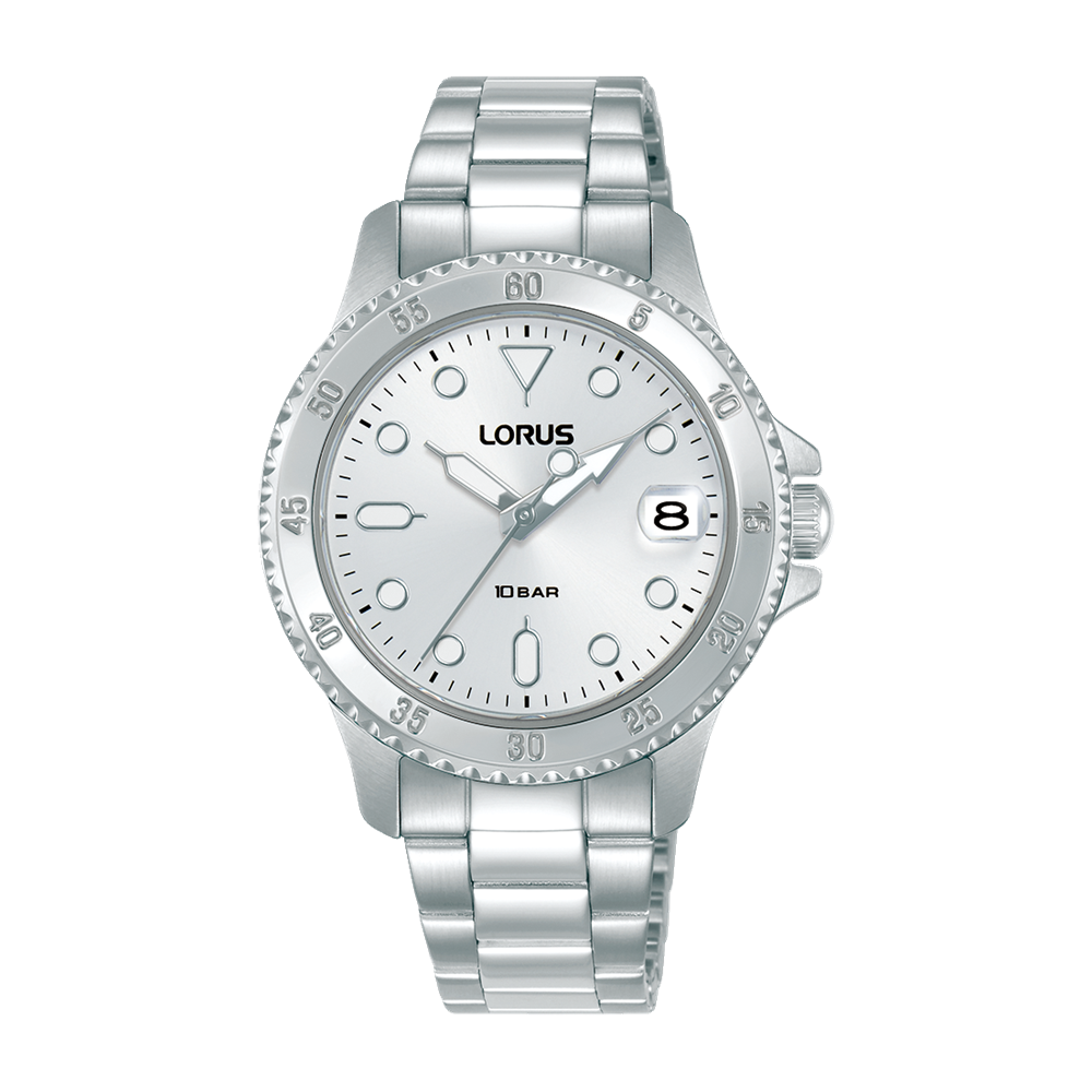 Lorus Ladies Quartz Sports Watch, Silver Dial, 100M WR - RG819DX-9 LORUS 
