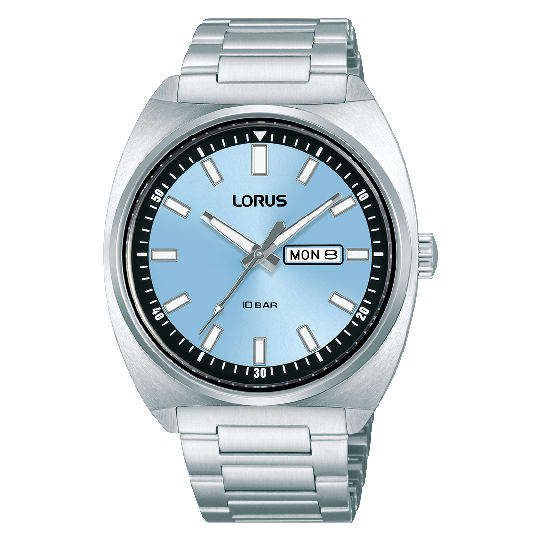 Lorus Gents Quartz 100M WR, Light Blue Dial, Day & Date - RH317BX9 LORUS 