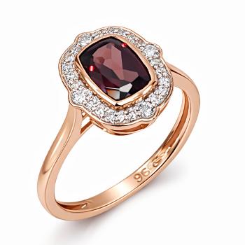 9ct Rose Gold Garnet & Diamond Halo Ring – Oval Rubover Set Design - D/A118/9R Gold Earrings 