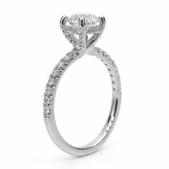 9ct White Gold 1.49ct Lab Grown Diamond Engagement Ring, 4 Claw Round Centre with Diamond Set Bridge & Band - AURG2243 Greenstone?Jewellery 