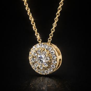 9ct Yellow Gold 0.25ct Lab Grown Diamond Cluster Pendant with Adjustable Chain - AUPD056 Greenstone?Jewellery 