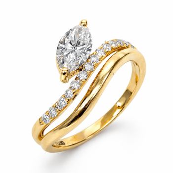 9ct Yellow Gold 1.05ct Lab Grown Diamond Marquise Bypass Ring – EF/VS - AURG894 Greenstone?Jewellery 