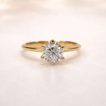 9ct Yellow Gold 1.08ct Lab Grown Diamond Solitaire Ring – Round Cut EF VS | 6 Claw Setting - AURG595 Gold Earrings 