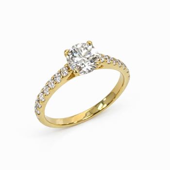 9ct Yellow Gold 1.50ct Lab Grown Diamond Engagement Ring – 1.00ct Centre | EF VS | Claw Set Shoulder - AURG1288 Greenstone?Jewellery 