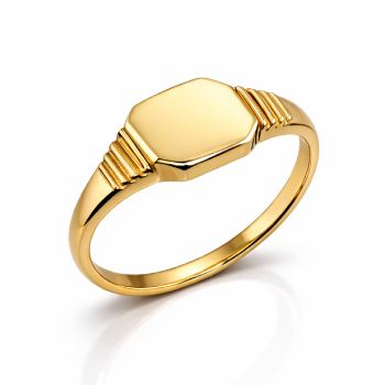9ct Yellow Gold Classic Signet Ring – 7.7mm x 8.2mm Unisex - LD981X Gold Rings, Men's Gold Rings 