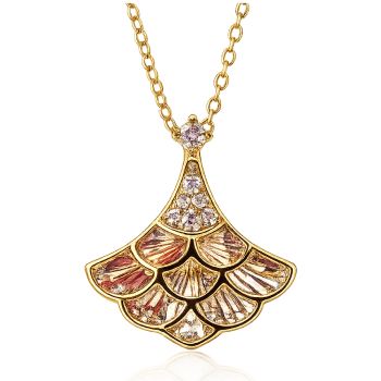 9ct Yellow Gold Diamond Ginkgo Leaf Pendant with Adjustable 45cm Chain, 0.08ct Natural Diamonds - 9YGDZ00824 Gold Rings, Men's Gold Rings 