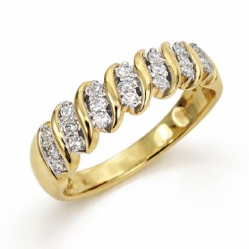 9ct Yellow Gold Diamond Twist Ring 0.23ct – Round Brilliant Cut G/H SI - AURG1166 Greenstone?Jewellery 