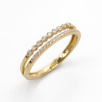 9ct Yellow Gold Double Row Diamond Ring – 0.15ct Total Natural Diamonds (GH/SI) - AURG1098 Gold Earrings 
