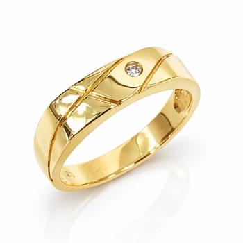 9ct Yellow Gold Gents Ring with Round Cut CZ – 5.60mm Faceted Pattern Band - 9CTD4334 Gold Earrings 9ct Yellow Gold Gents Ring with Round Cut CZ – 5.60mm Faceted Pattern Band - 9CTD4334 Gold Earrings