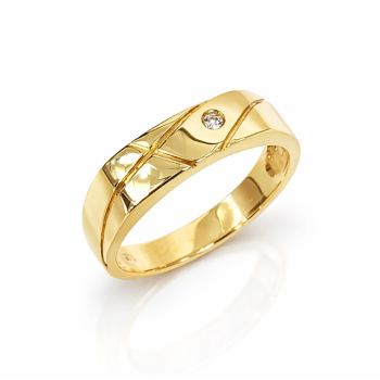 9ct Yellow Gold Gents Ring with Round Cut CZ – 5.60mm Faceted Pattern Band - 9CTD4334 Gold Earrings 9ct Yellow Gold Gents Ring with Round Cut CZ – 5.60mm Faceted Pattern Band - 9CTD4334 Gold Earrings