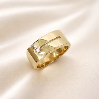 9ct Yellow Gold Gents Ring with Round Cut CZ – Tapered 9.20mm to 5.20mm Band - 9CTD4220 Gold Earrings 9ct Yellow Gold Gents Ring with Round Cut CZ – Tapered 9.20mm to 5.20mm Band - 9CTD4220 Gold Earrings