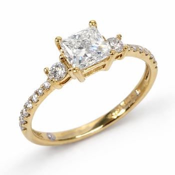 9ct Yellow Gold Lab Grown Diamond Princess Cut Engagement Ring 1.06ct TDW - AURG1280 Greenstone?Jewellery 