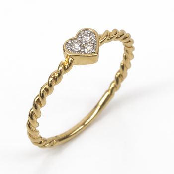 9ct Yellow Gold Natural Diamond Heart Ring – 0.07ct GH SI Diamond Cluster Twist Band - AURG1213 Greenstone?Jewellery 