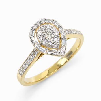 9ct Yellow Gold Pear Shape Diamond Cluster Ring 0.35ct Natural Diamonds- AURG800 Greenstone?Jewellery 