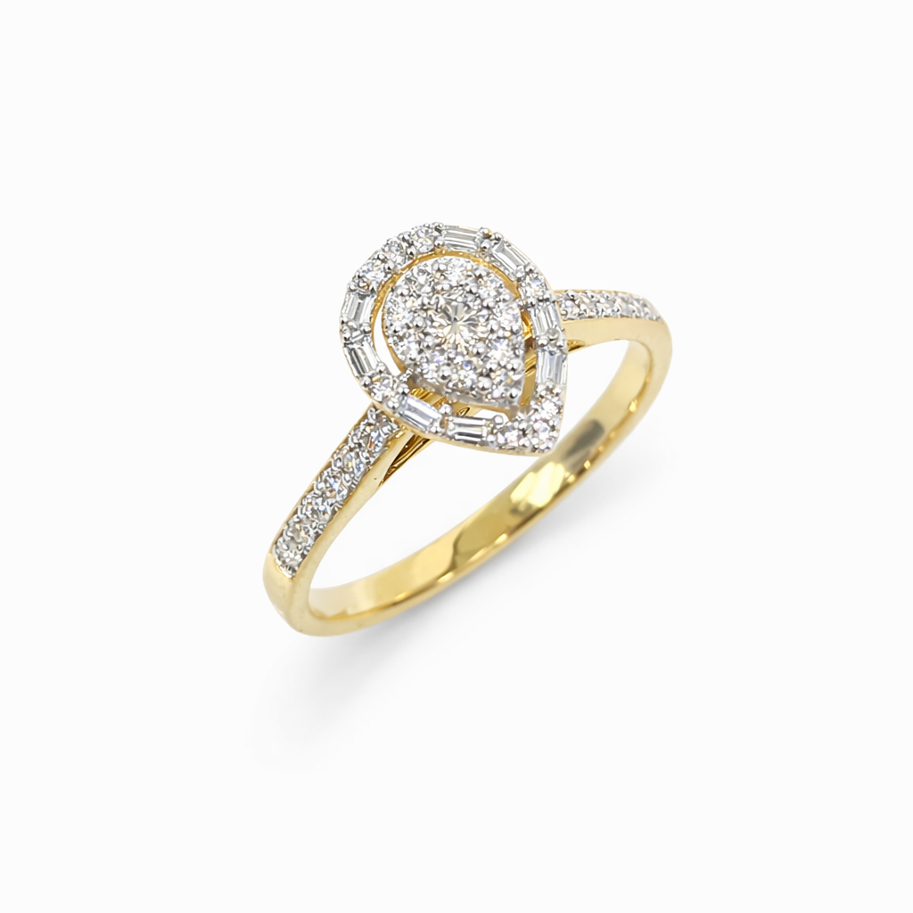 9ct Yellow Gold Pear Shape Diamond Cluster Ring 0.35ct Natural Diamonds- AURG800 Greenstone?Jewellery 9ct Yellow Gold Pear Shape Diamond Cluster Ring 0.35ct Natural Diamonds- AURG800 Greenstone?Jewellery