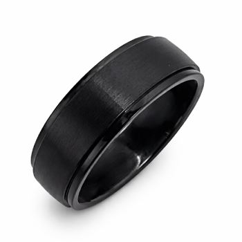 Black Zirconium Gents Ring, 7mm Brushed Finish Wedding Band | Modern Zirconium Ring - WD687Z-C7 Gold Rings, Men's Gold Rings 