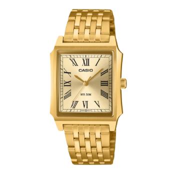 Casio MTPB190G-9B Gold Rectangular Dress Watch, Stainless Steel  