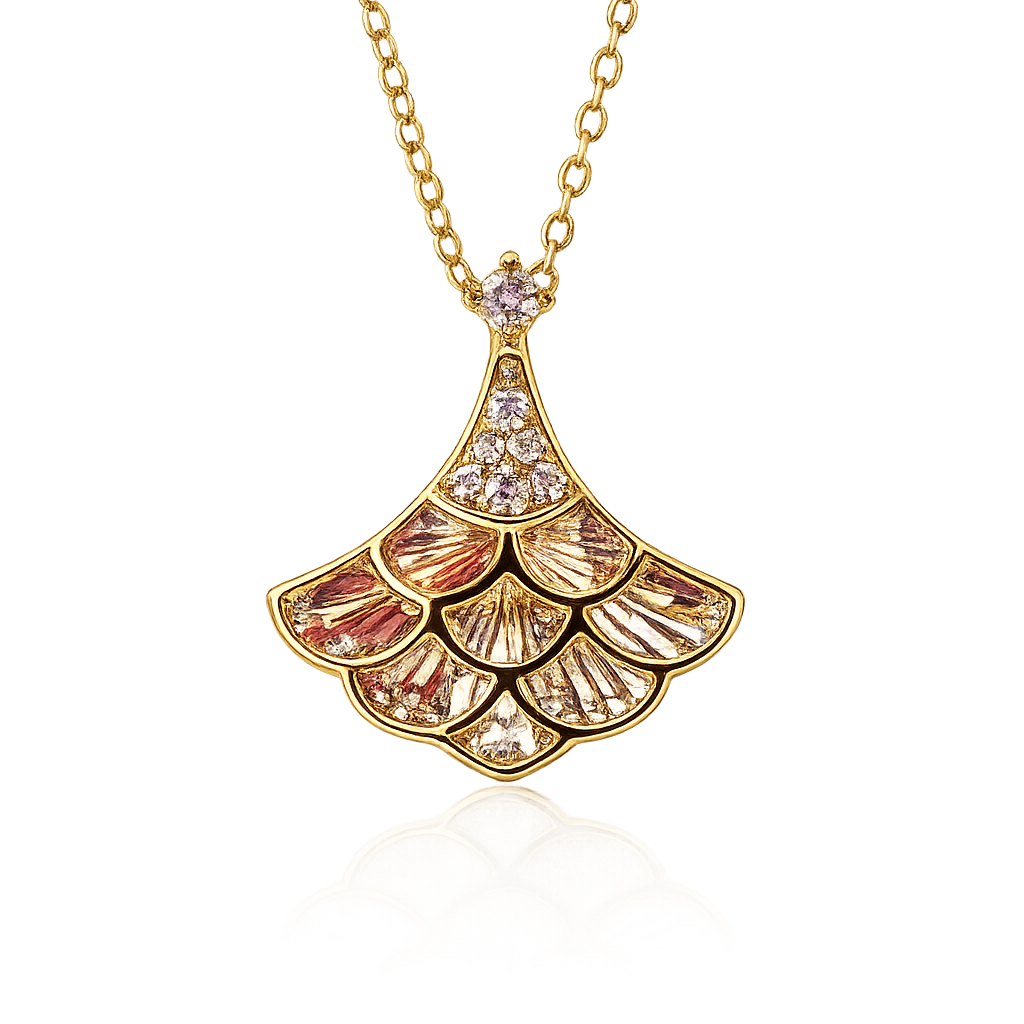 9ct Yellow Gold Diamond Ginkgo Leaf Pendant with Adjustable 45cm Chain, 0.08ct Natural Diamonds - 9YGDZ00824 Gold Rings, Men's Gold Rings 