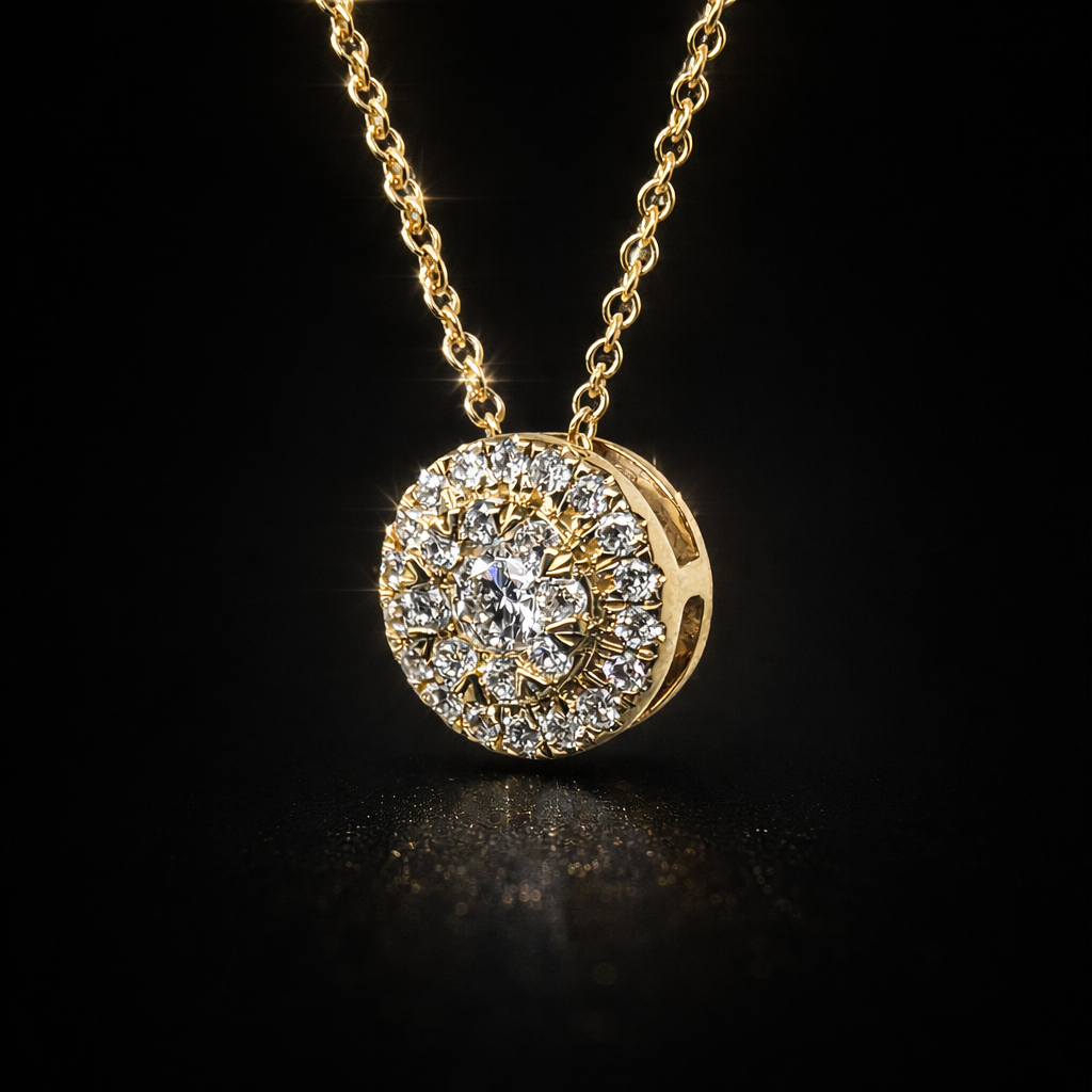 9ct Yellow Gold 0.25ct Lab Grown Diamond Cluster Pendant with Adjustable Chain - AUPD056 Greenstone?Jewellery 