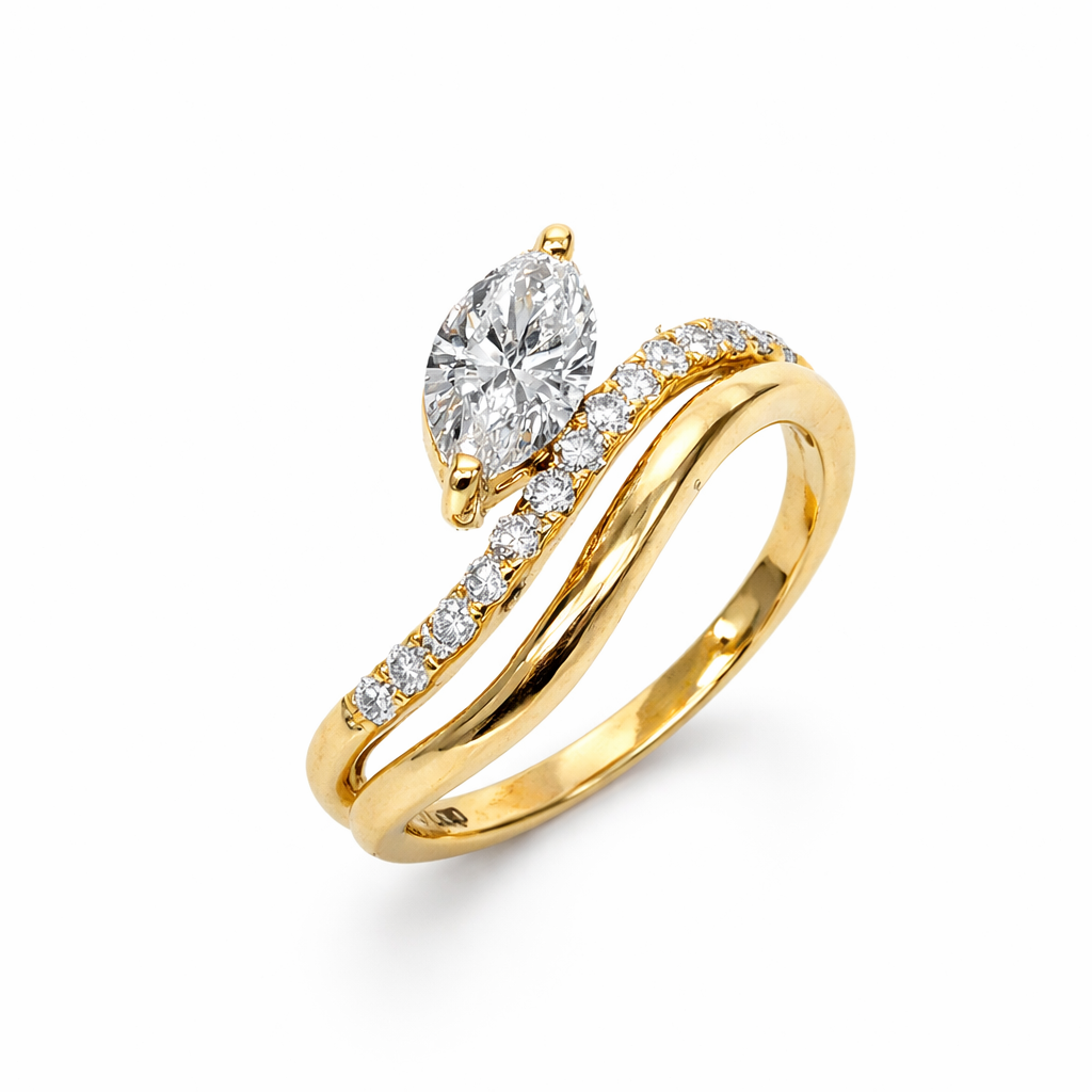 9ct Yellow Gold 1.05ct Lab Grown Diamond Marquise Bypass Ring – EF/VS - AURG894 Greenstone?Jewellery 