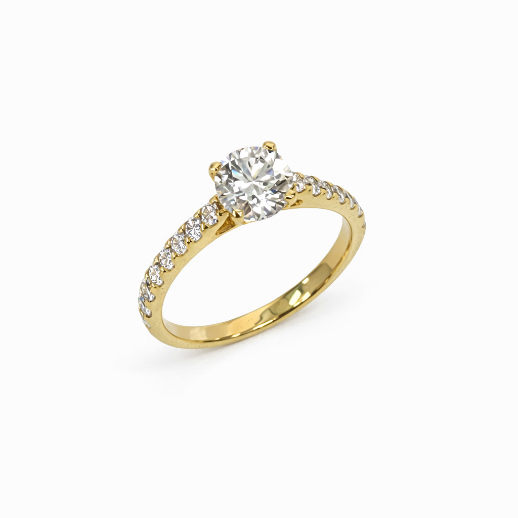 9ct Yellow Gold 1.50ct Lab Grown Diamond Engagement Ring – 1.00ct Centre | EF VS | Claw Set Shoulder - AURG1288 Greenstone?Jewellery 
