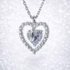 Sterling Silver CZ Heart Pendant Necklace – Open Halo Heart Design with Adjustable Chain - V06546HPT