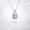 Sterling Silver Emerald Cut CZ Halo Pendant Necklace – Double Halo Micro Set with Adjustable Chain - YL6279101XK
