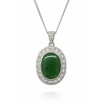 Sterling Silver Greenstone Oval Locket Pendant with CZ Halo – 18mm x 23mm - SSDTZ Gold Rings, Men's Gold Rings 