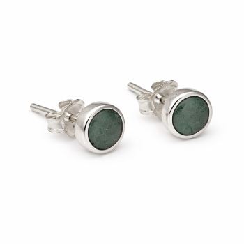 Sterling Silver Round Greenstone Stud Earrings 6.5mm New Zealand Greenstone - SSVB Gold Rings, Men's Gold Rings 