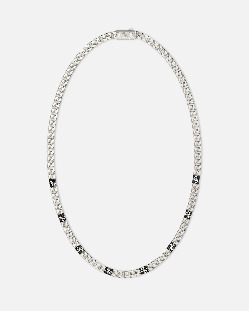 GUESS Silver-Tone 4G Curb Chain Pavé Necklace - JUMN06026JWSTT/U  