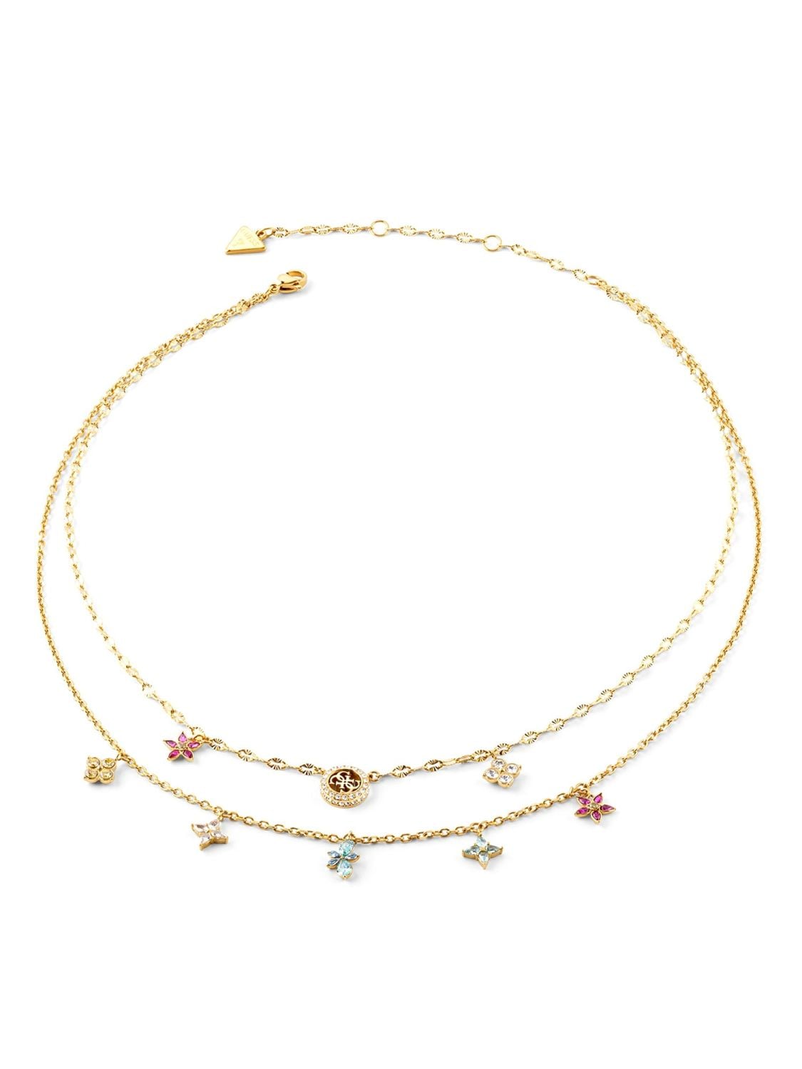 GUESS Secret Garden Double Layer Floral Necklace Gold Tone – JUBN06028JWYGMCT  