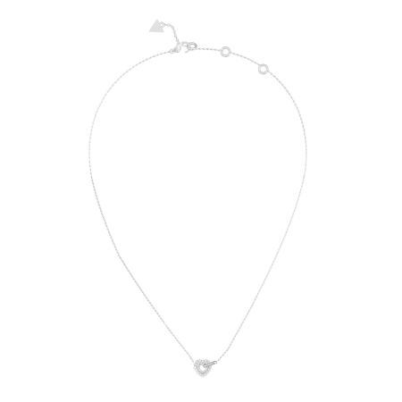 GUESS Beloved Double Heart Crystal Necklace Silver – JUBN06013JWRHT/U  