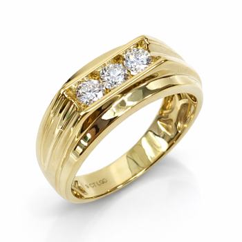 9ct Yellow Gold 0.50ct Lab Grown Diamond Gents Ring, EF VS Brilliant Cut - AURG1930  