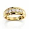 9ct Yellow Gold 1.07ct Lab Grown Diamond Unisex Ring 5 Stone Rubover Set - AURG1931