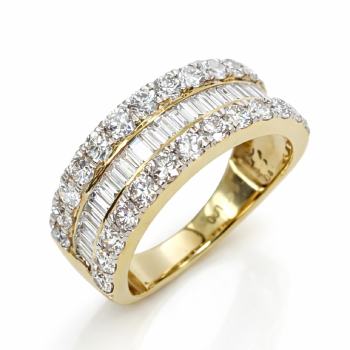 9ct Yellow Gold 1.99ct Lab Grown Diamond Multi-Row Ring – Baguette & Round Brilliant Cut - AURG2209  