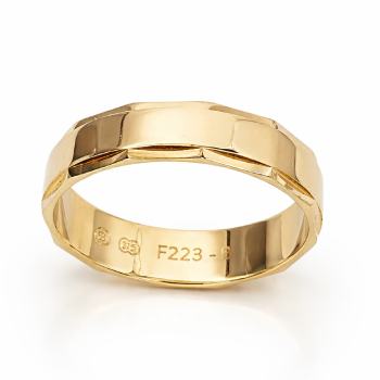 9ct Yellow Gold Gents Faceted Ring – 6mm Wide – Size Y - F223/6  