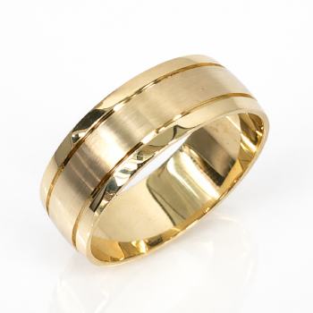 9ct Yellow Gold Gents Ring 8mm Brushed Finish Band Size Z - HR4032/8  