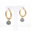 9ct Yellow Gold Hoop Earrings with 9mm-10mm Tahitian Pearls - 9CTRVZ
