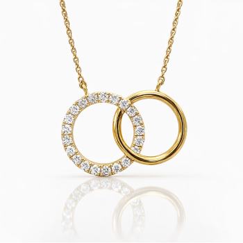9ct Yellow Gold Interlocking Circle Pendant with 0.51ct Lab Grown Diamond - AUNE1892  