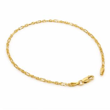 9ct Yellow Gold Italian Super Star Figaro Link Bracelet 19cm – Diamond Cut Finish - BNRA8-2-19  